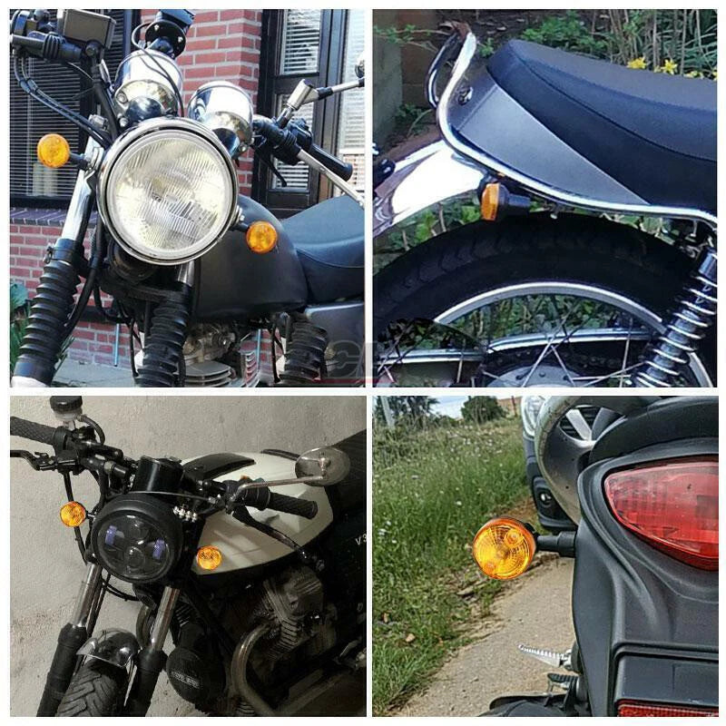 2 x LED Motorcycle Turn Signal Indicators Amber Blinker Lights for Universal Mini