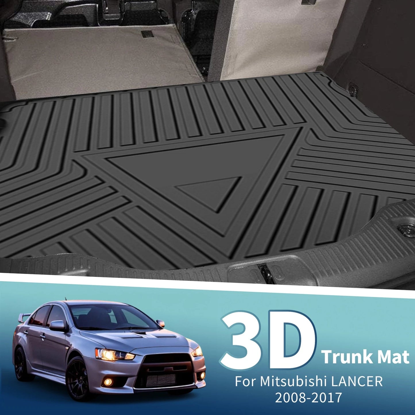 Flat Face Cargo Liner Rear Trunk Mat for Mitsubishi Lancer (2008-2017) 1 Pc