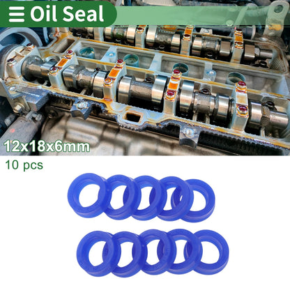 Oil Seal Rotary Shaft Seal TPU 12x18x6mm Blue 10 Pcs for All Cars