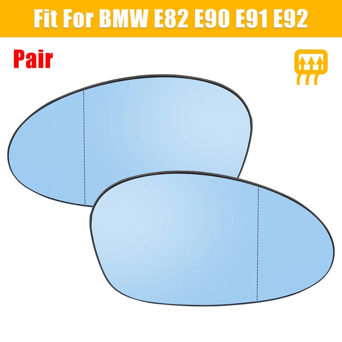 Heated Wing Mirror Glass for BMW 128i 2008-2009 Blue Backing Pair
