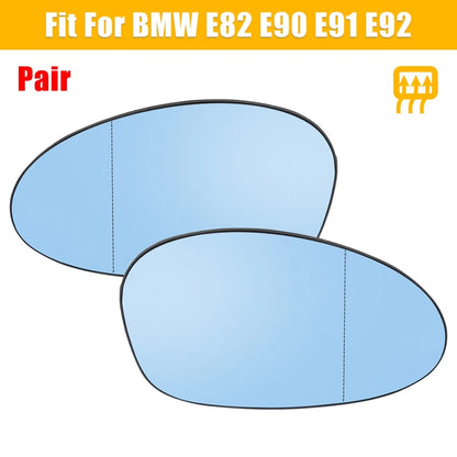 Heated Wing Mirror Glass for BMW 128i 2008-2009 Blue Backing Pair