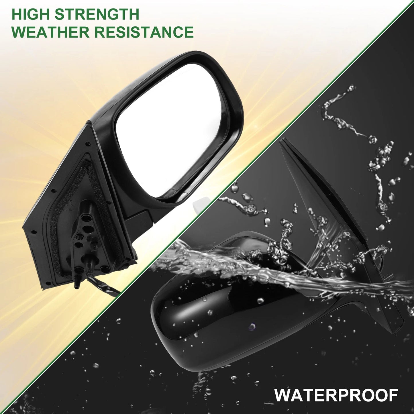Right Side Door Mirror Manual Folding Gloss Black for Toyota RAV4 (2009-2012)