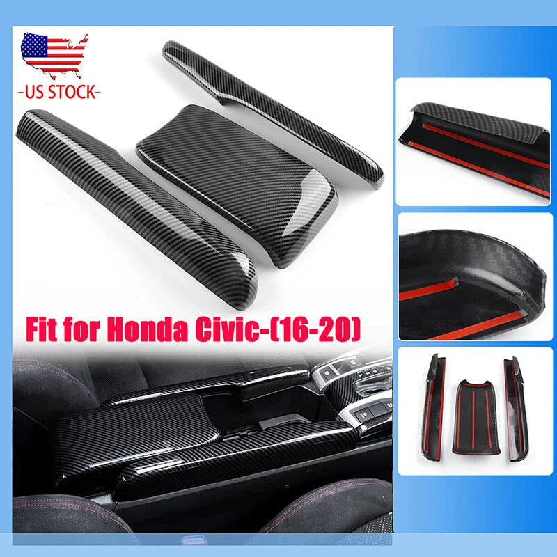 Carbon Fiber Look Interior Central Armrest Box Panel for 2016-2021 Honda