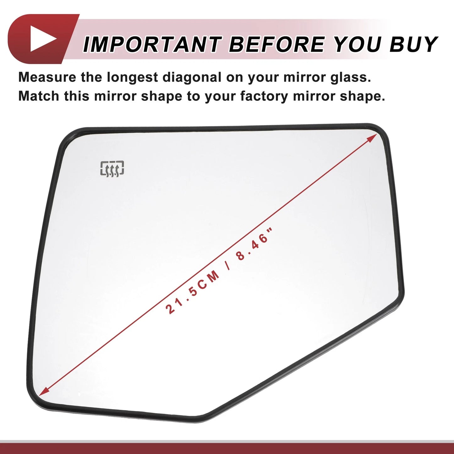 Heated Left Driver Side Mirror Glass for Ford Explorer (2006-2010)