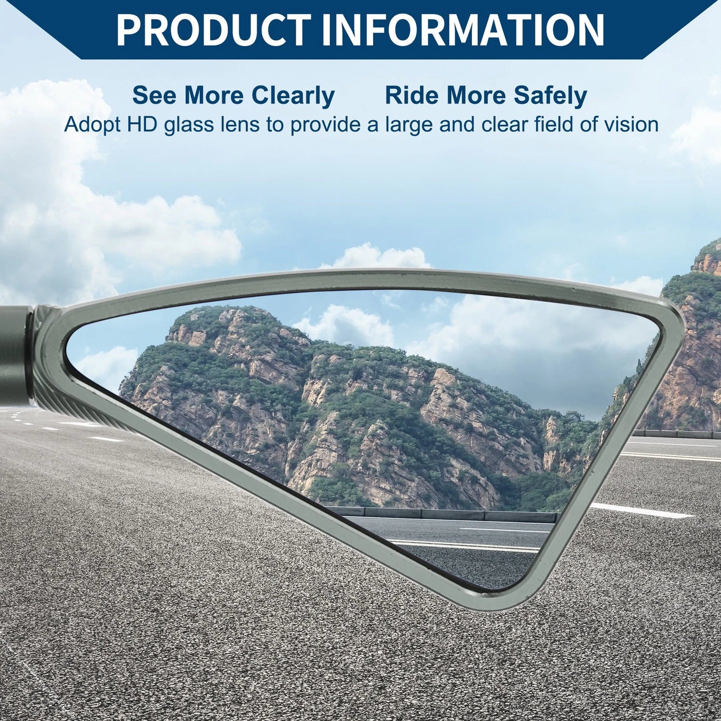 M8/M10 Triangle Shape Rear View Mirrors Aluminum Alloy for Car