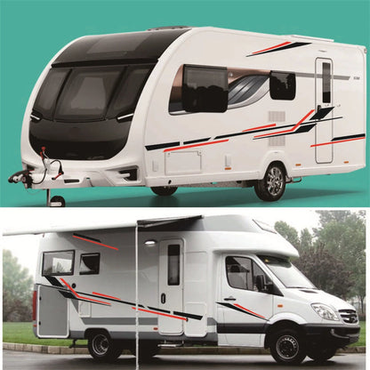 Black Red Stripes Vinyl Decal Stickers for Camper RV Trailer