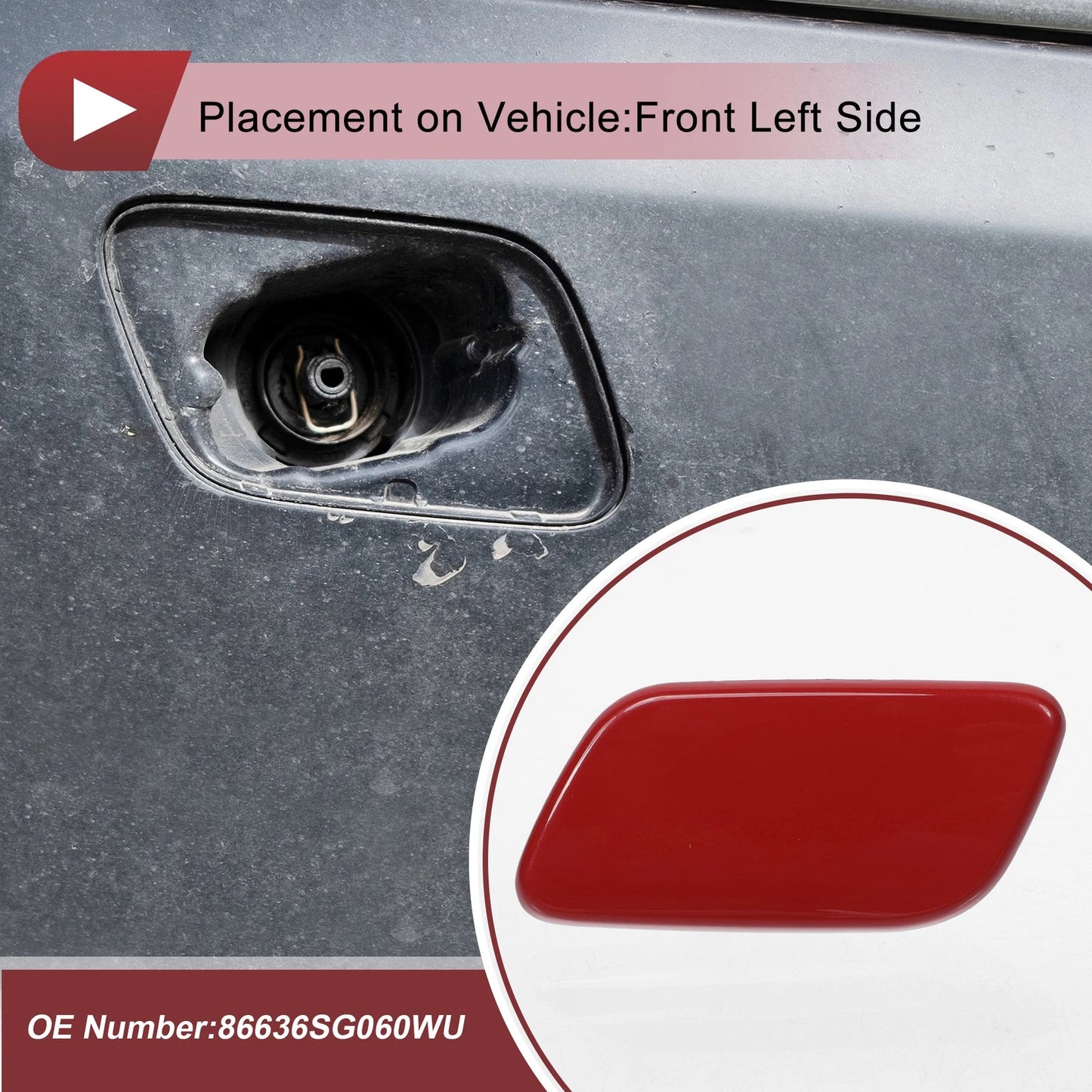 Front Left Washer Nozzle Cover for Subaru Forester 2013-2015 Red