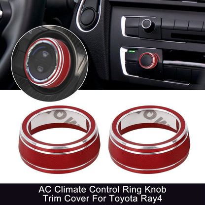 2 x Red AC Climate Control Ring Knob Trim Cover for Toyota RAV4 (2019–2021)