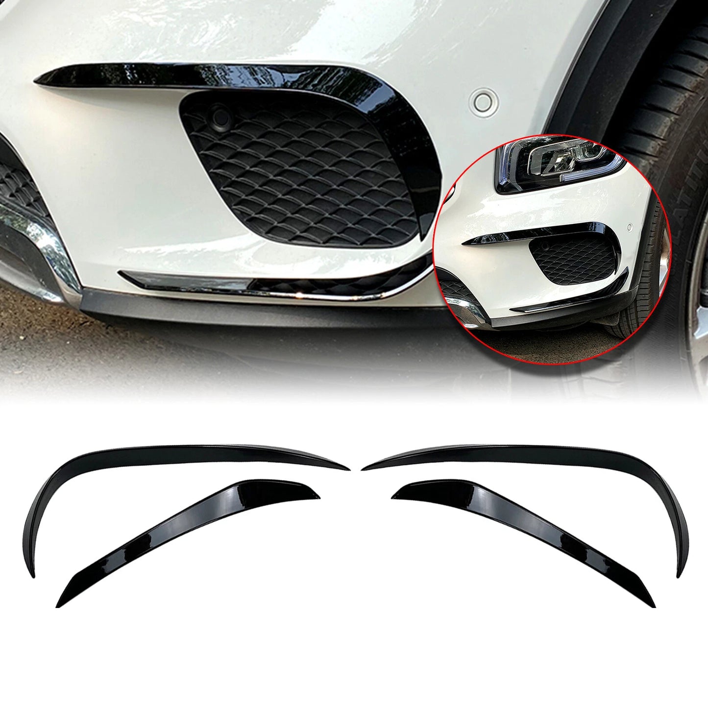 Gloss Black Front Bumper Side Air Vent Trims for Benz GLB X247 (20-21)