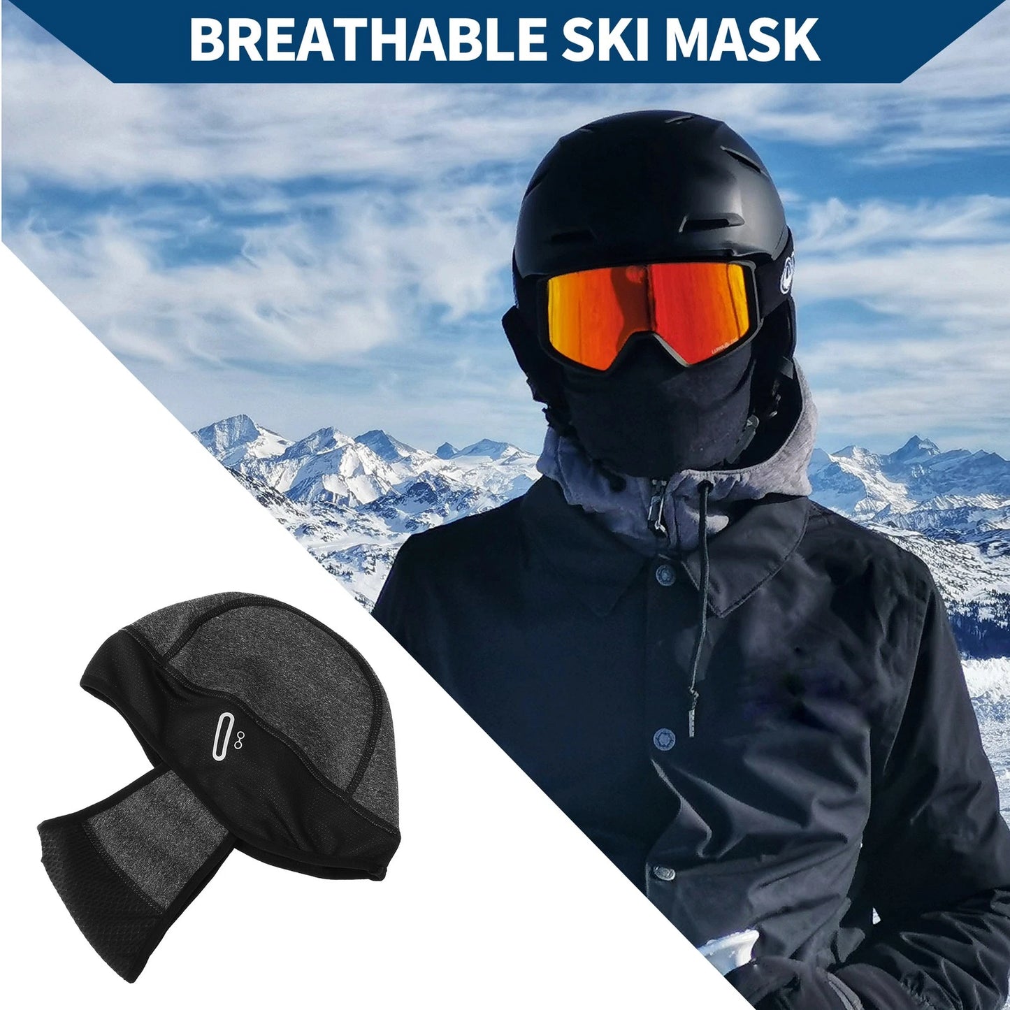 Balaclava Face Mask with Hat Ski Sun Hood for Motorcycle Grey