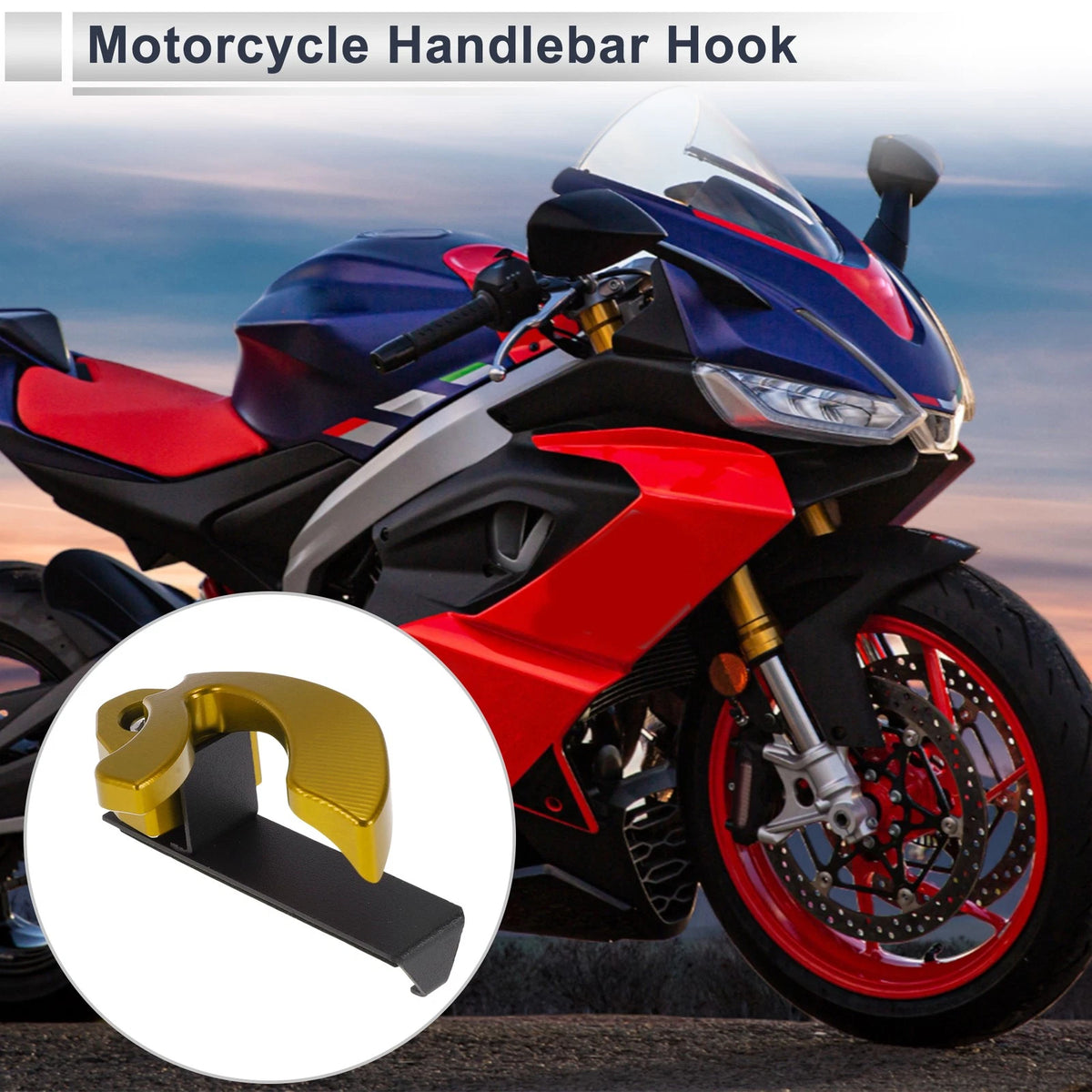 V-Type Double Hook Aluminum Alloy Motorcycle Hanging Hook with Wrench Gold Tone