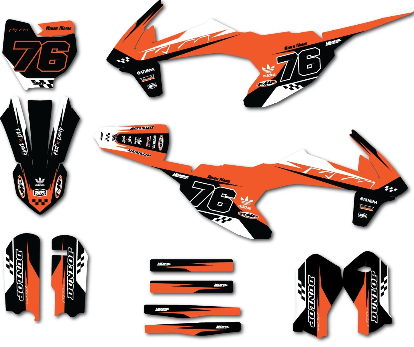 KTM 50 Full Custom Graphics Decals for 2016-2023