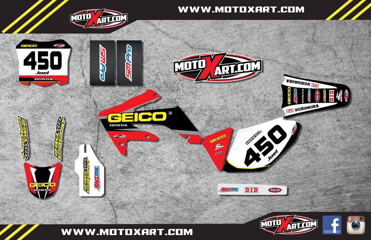 Full Custom Graphic Kit for Honda CRF 250 (2008-2009) - Sonic Style Stickers
