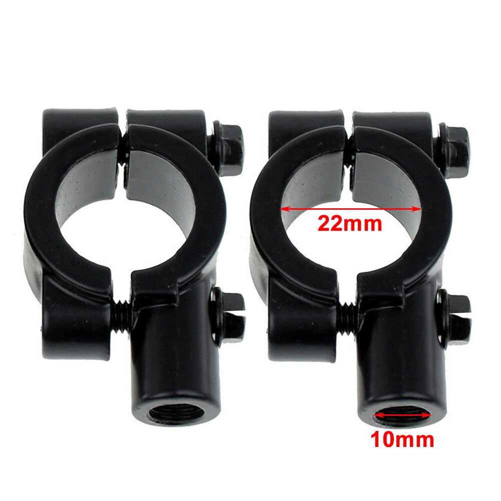 22MM Handlebar Mirror Mounts Clamps for Motorcycle Black (M10) - Pair
