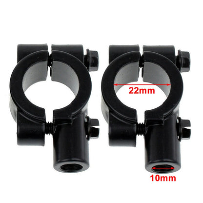22MM Handlebar Mirror Mounts Clamps for Motorcycle Black (M10) - Pair