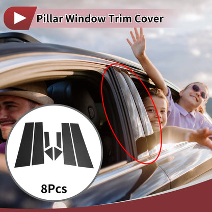Black Carbon Fiber Door Pillar Window Trim for Nissan Bluebird (2015-2021)