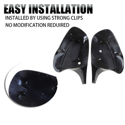 Rear Carbon Fiber Side Mirror Cover Caps 2 x For BMW E90 E92 E93 (2007-2013)
