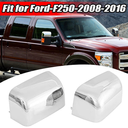 2 x Chrome Upper Towing Mirror Cover Caps for Ford F250 F350 (2008-2016)