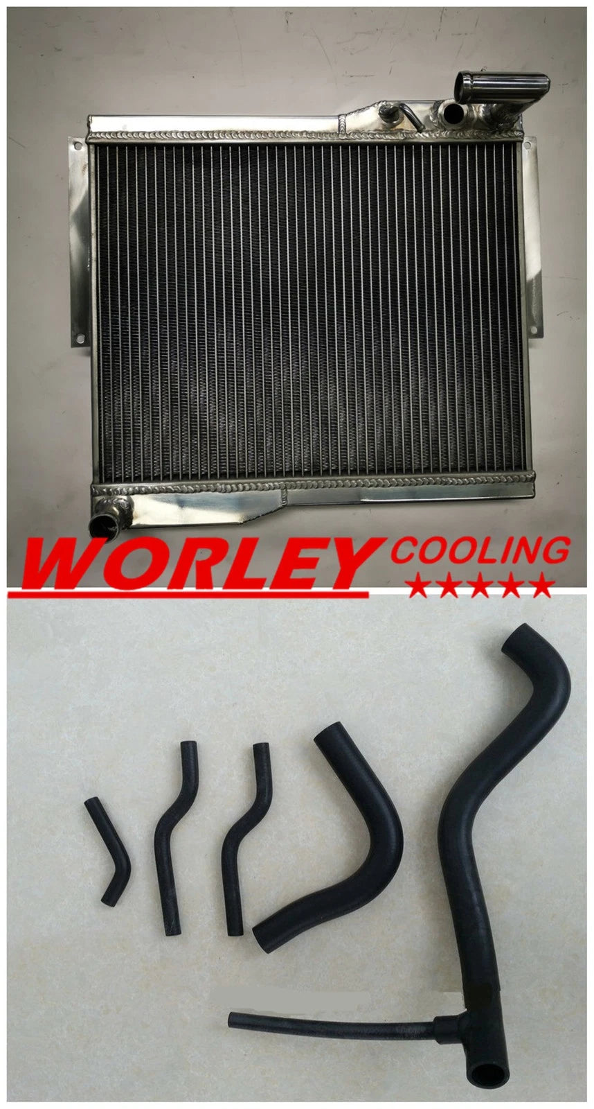 5ROWS Aluminum Radiator + Black Hose for MG MGB GT/ROADSTER (1977-1980)