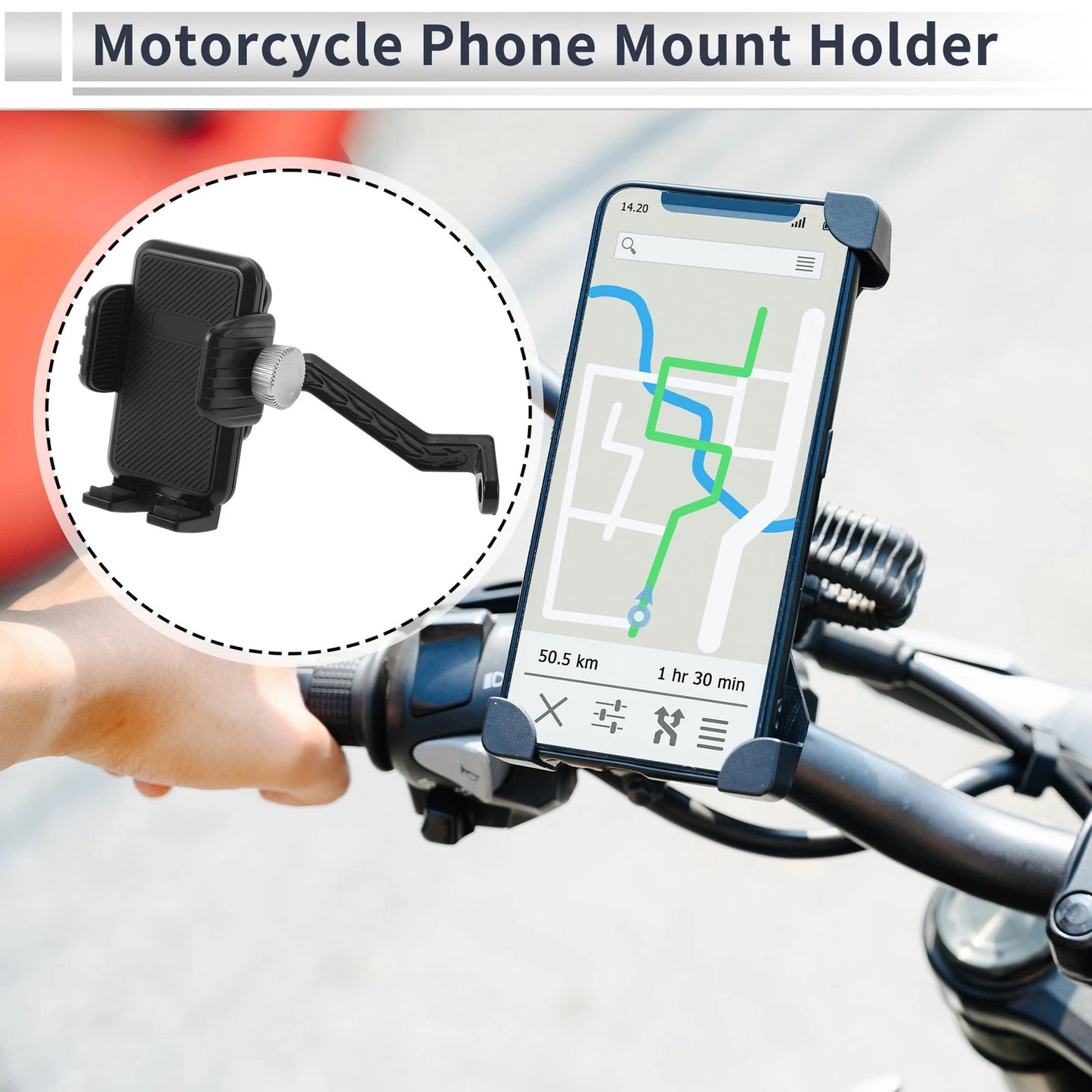 Phone Mount Holder 4.7-7.2 in for Motorcycle PC Silicone