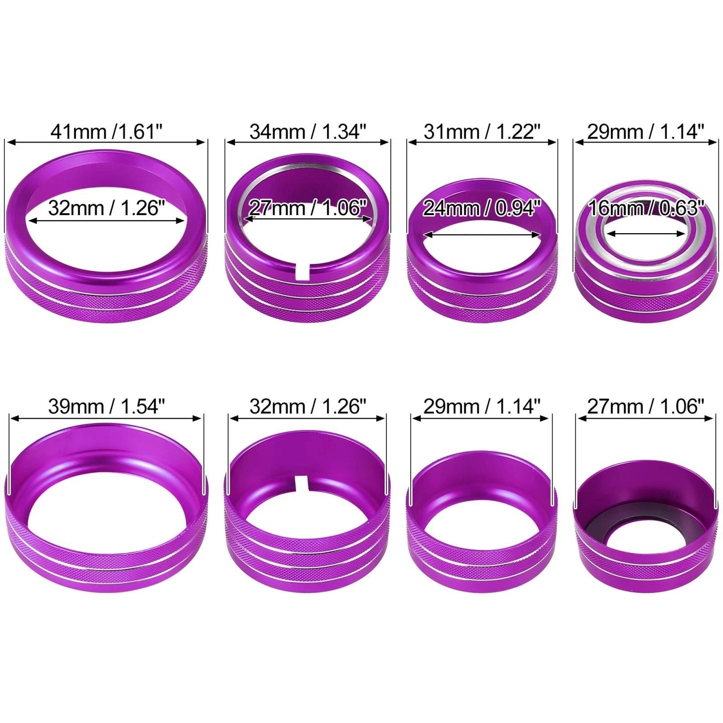 8 x Purple AC Switch Knob Covers for Chevy Silverado & GMC Sierra (2014-2018)