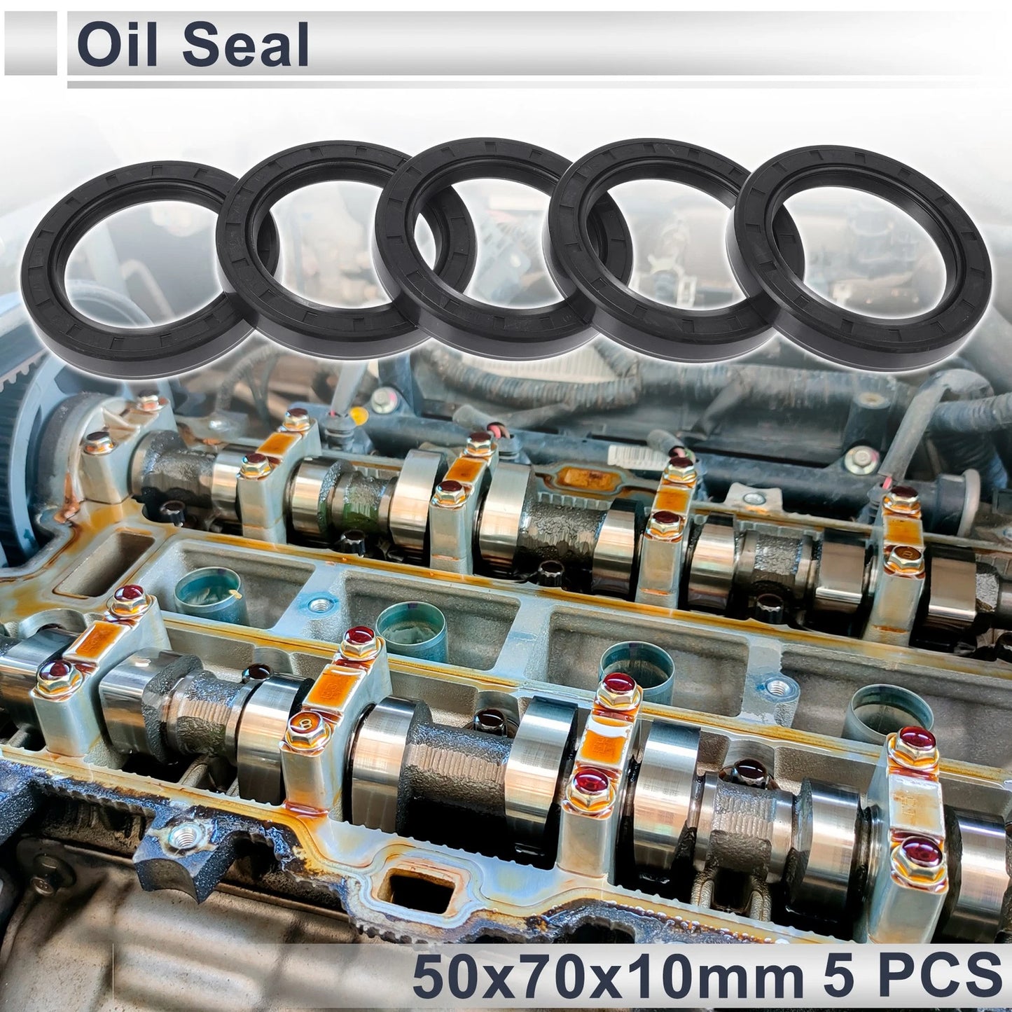 Oil Seal / 50x70x10mm Black 5 Pcs / Rotary Shaft Seal for Make Model