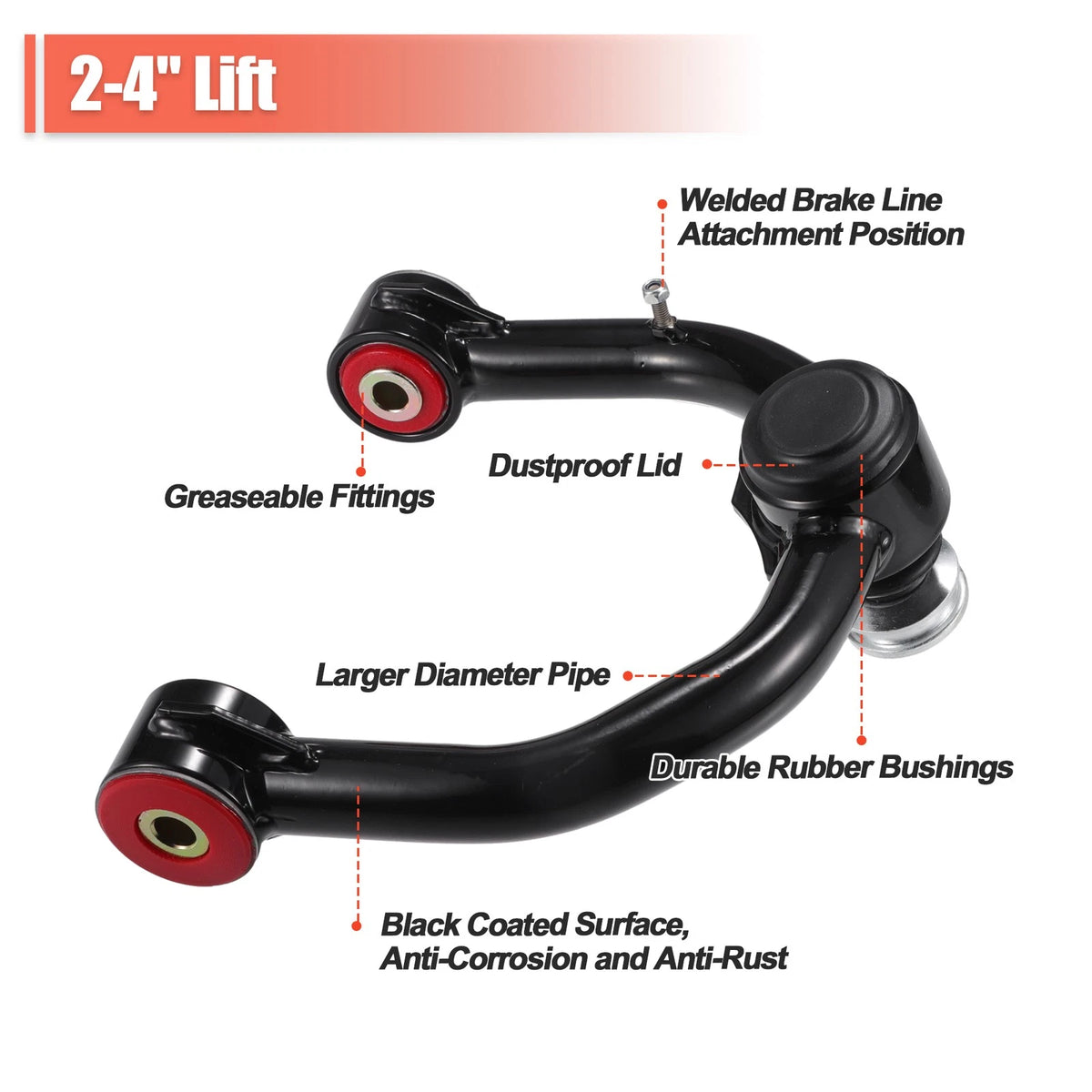 Car Front Upper Control Arms for Toyota Tacoma (1996-2003) Black Red