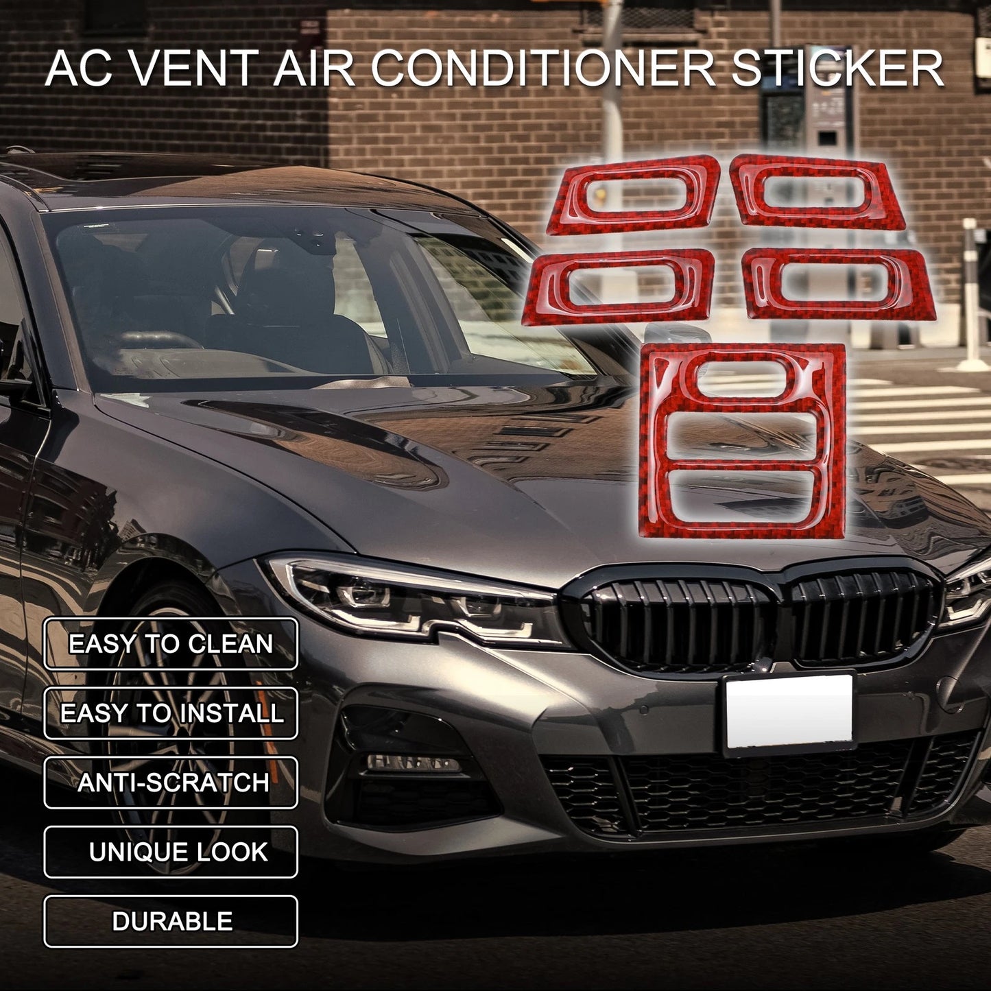 AC Vent Air Conditioner Stickers for BMW 3 Series E90 E92 E93 (2005-2012) 5 x Pcs