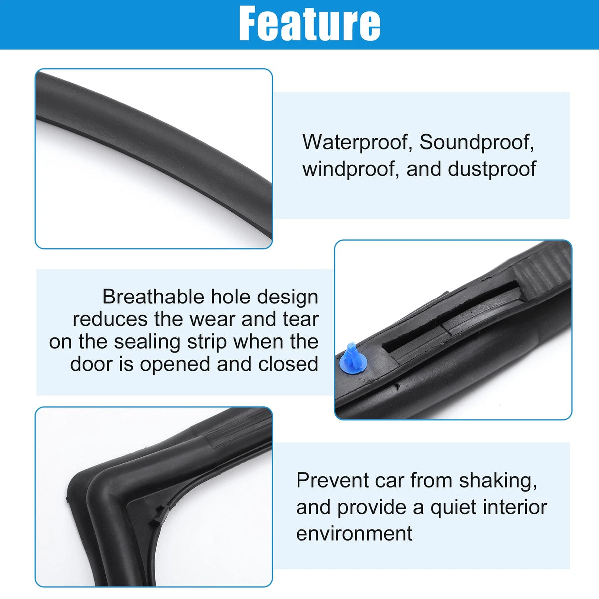 Front Full Door Felt Gasket Trim Seal for Jeep Wrangler (2007-2018)