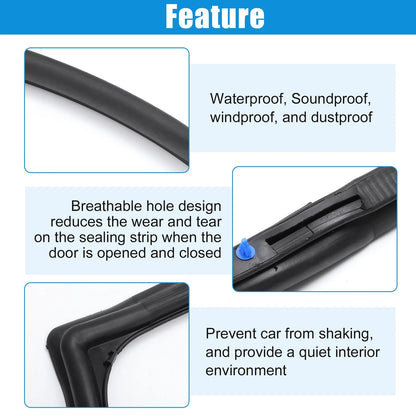 Front Full Door Felt Gasket Trim Seal for Jeep Wrangler (2007-2018)