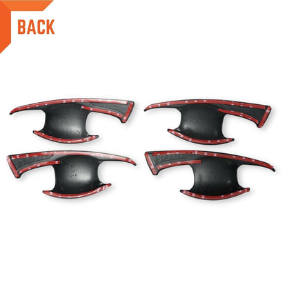 Matte Black Red 4 Door Handle Insert Bowl Cup Trim for Toyota Hilux (15-22)