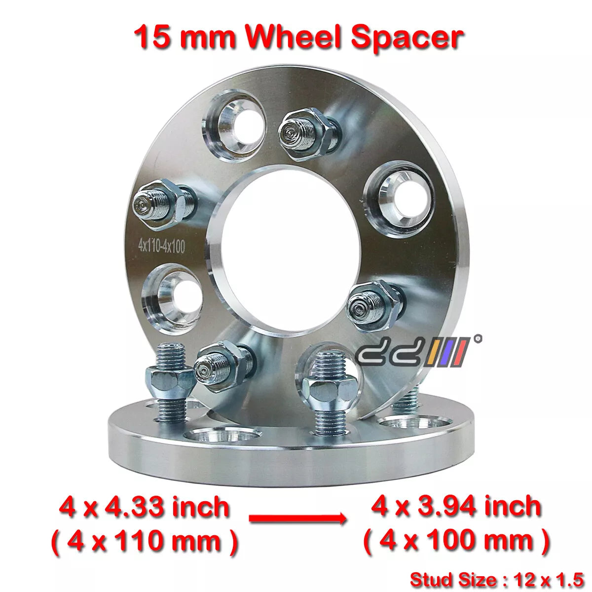2 x 15mm 12x1.5 Wheel Spacers for Daihatsu Mira L200 L500