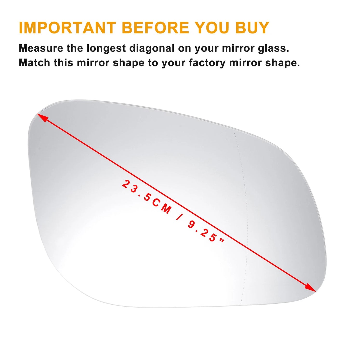 Right Side Mirror Glass w/ Back Heated for Porsche Cayenne (2002 - 2007)
