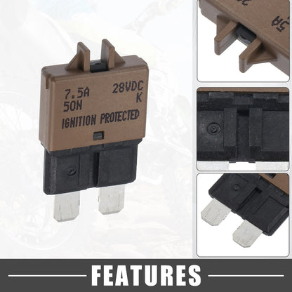 5 x Circuit Breaker Blade Style Fuse 7.5A Resettable for Car Marine Brown