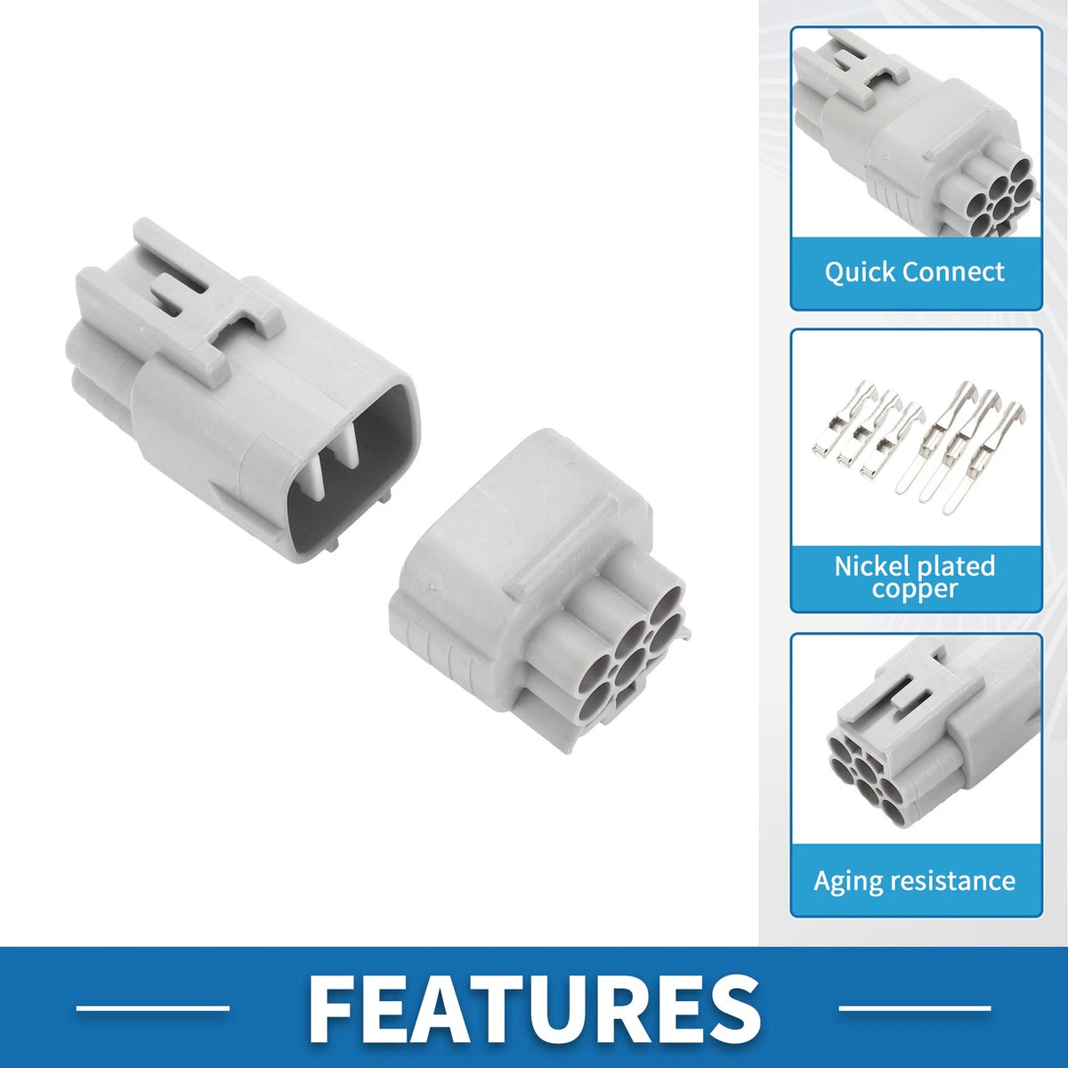 6 Pin Headlight Wiper Spray Connector Plug for Toyota Nissan