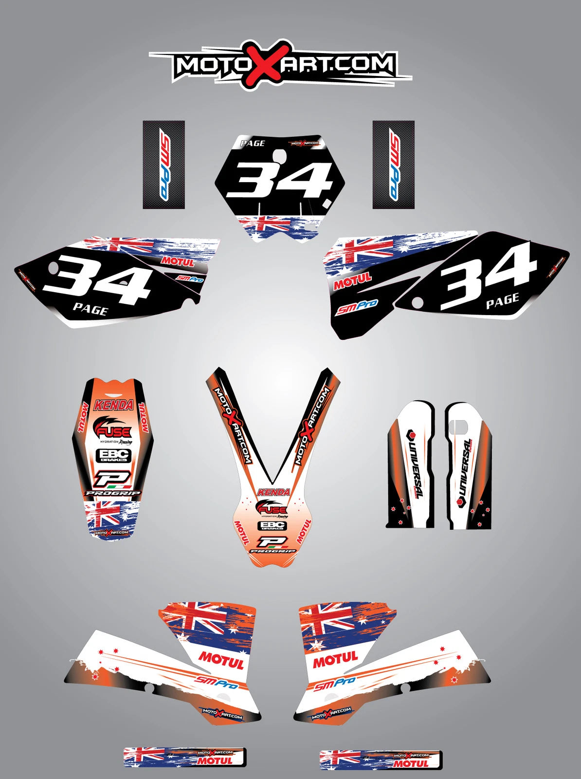 AUSSIE PRIDE Custom Graphic Kit for KTM 250 SX (2003-2004) Stickers