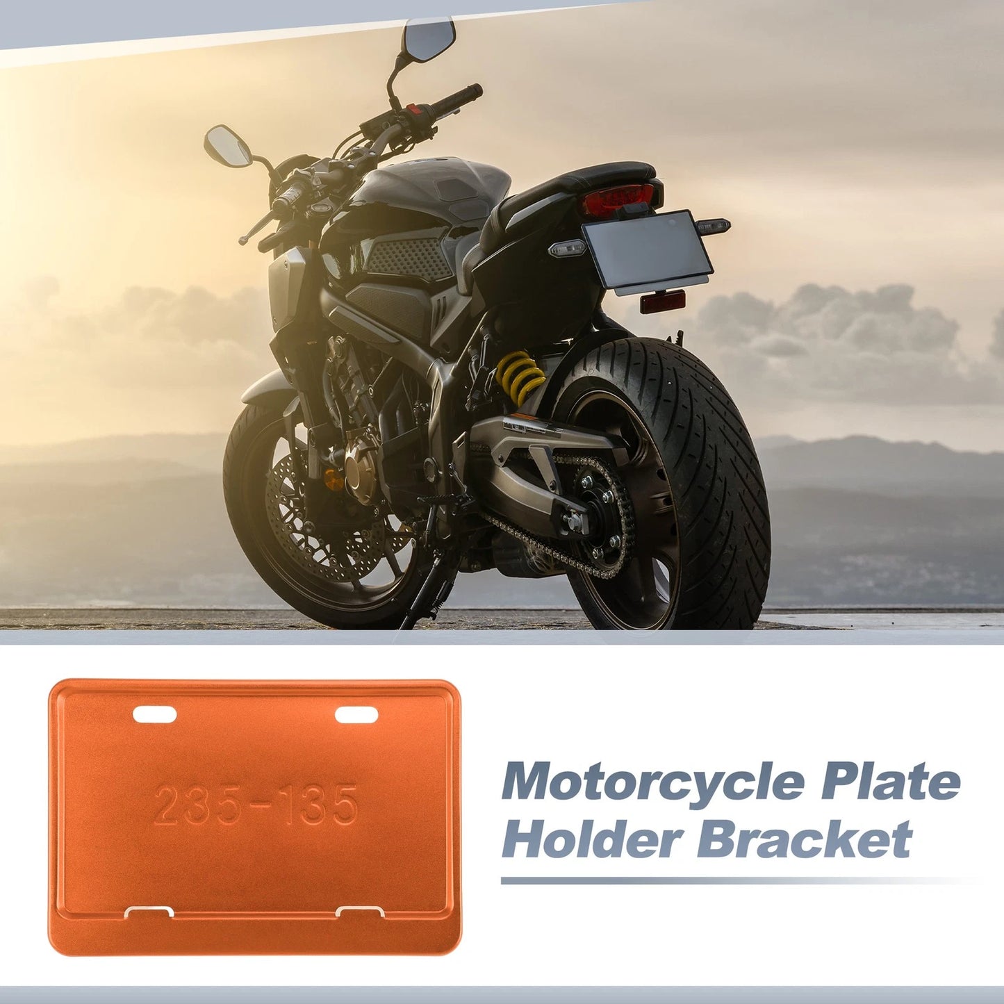 Registration Plate Holder Bracket 26x10 mm Orange Aluminum Alloy for Motorcycle