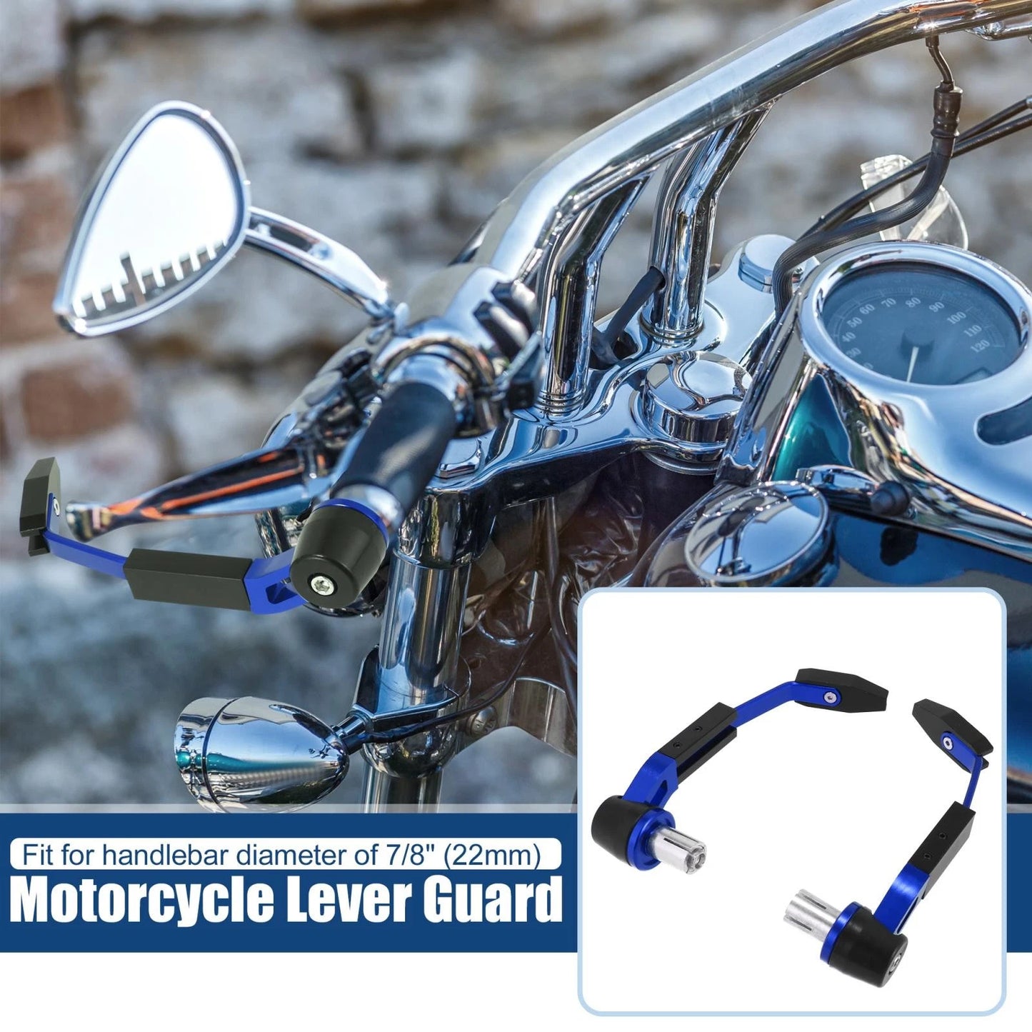Pair Motorcycle Aluminum Alloy Brake Lever Hand Guard Protector 7/8" 22mm Blue