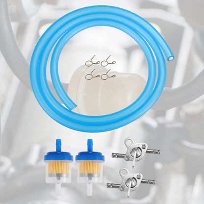 2 x Set Motorcycle Fuel Filters with 2 Valve Petcocks for CRF50 70 90 ATV Blue