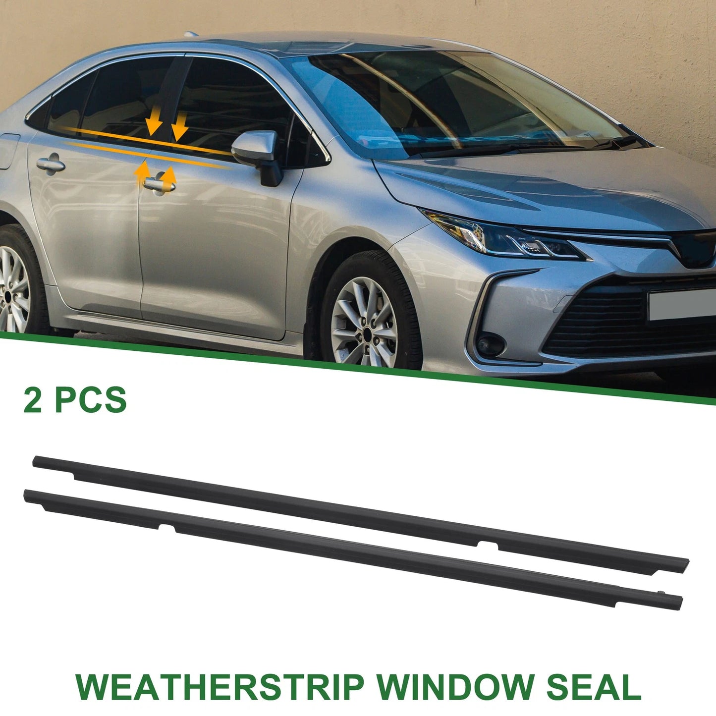 2 x Rear Left & Right Weatherstrip Window Seal for Toyota Corolla