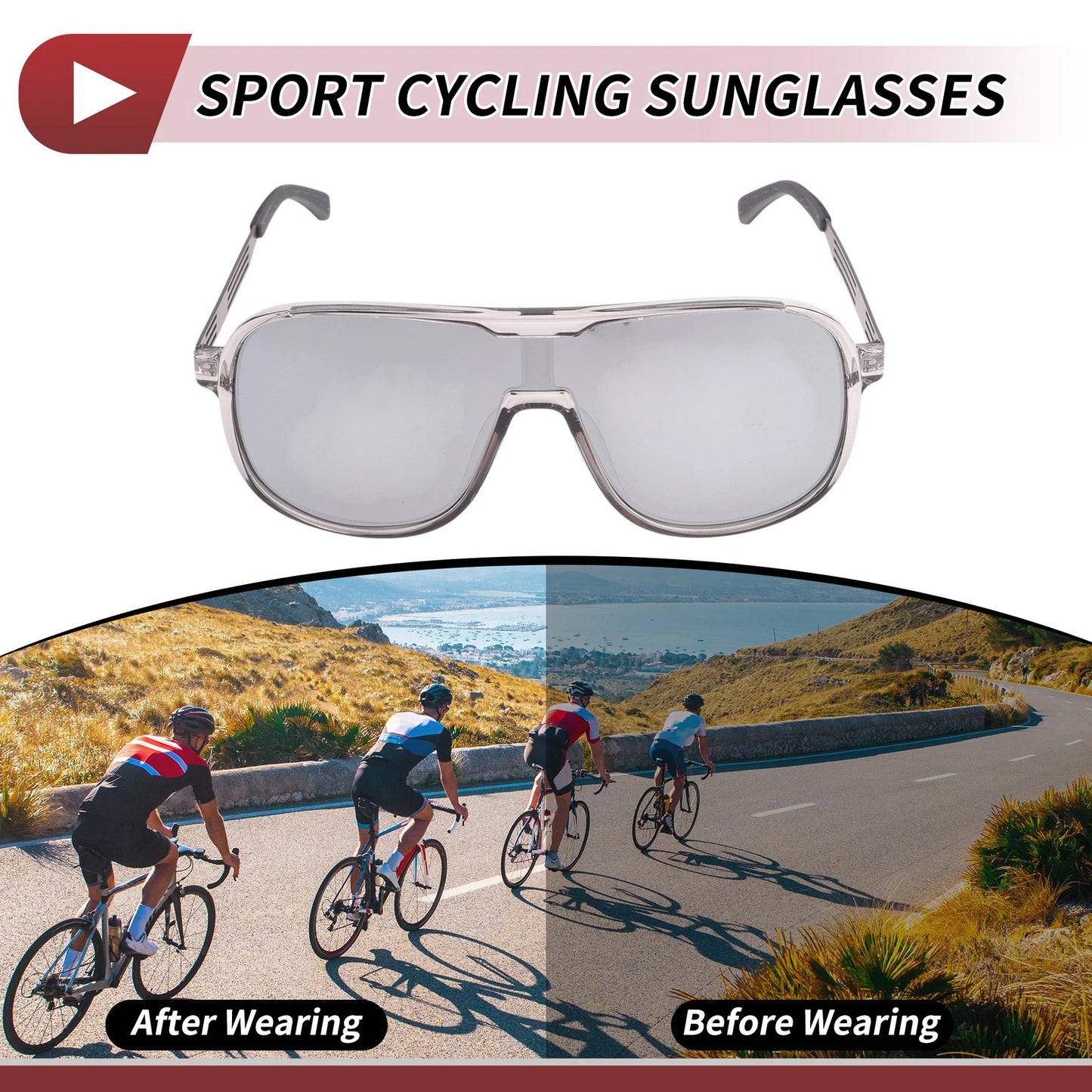 Goggles for Motorcycle Silver Tone Lens Gray Frame Tri-Acetyl Cellulos PC