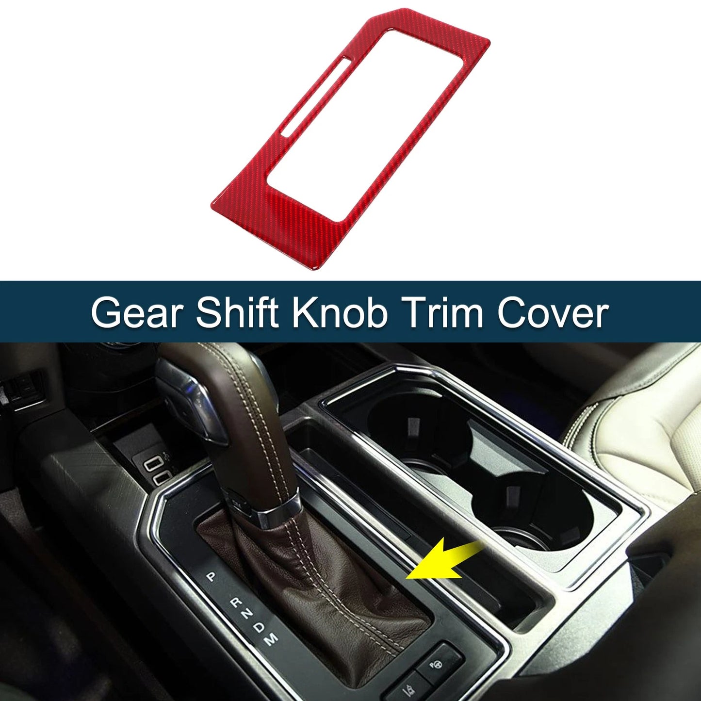 ABS Gear Shift Knob Cover Decal for Ford F150 2015-2020 Carbon Fiber Black