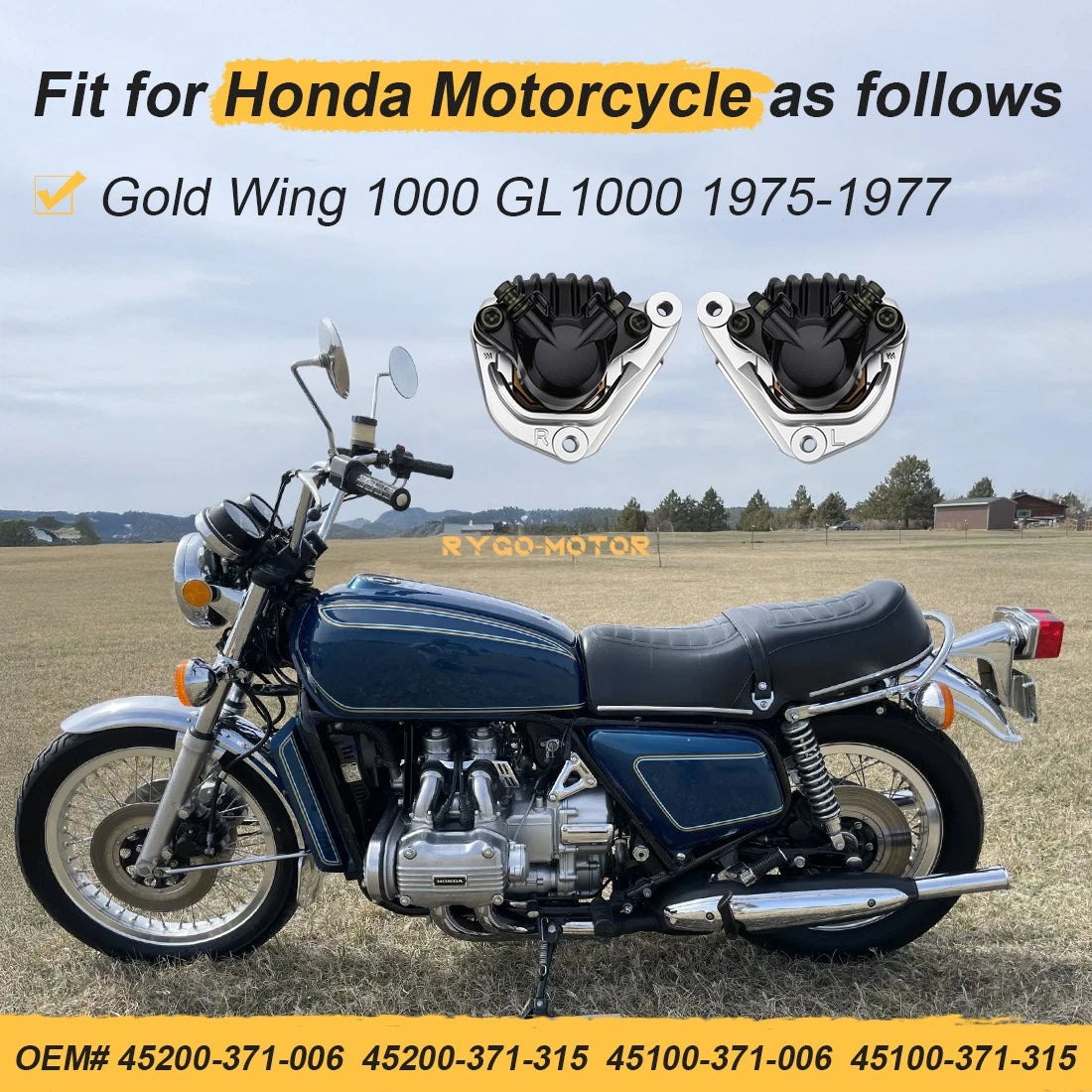 2 x Front Left & Right Brake Caliper w/Pads for Honda Goldwing (1975–1977)