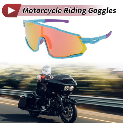 Goggles for Motorcycle Riding Colorful Lens Blue Red Frame Tri-Acetyl Cellulos