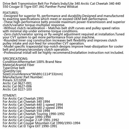 Timing Belt for Arctic Cat Cheetah Cougar EXT Pantera Jag Panther Puma (1980-1999)