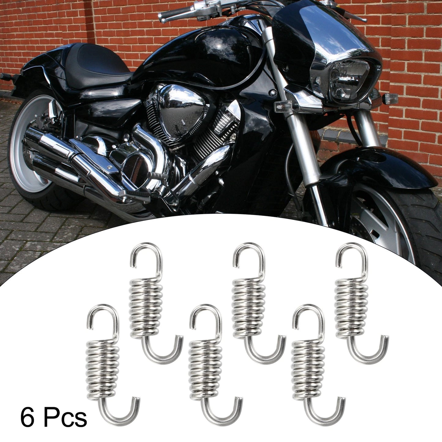 6 x 43mm 1.69" Motorcycle Muffler Exhaust Pipe Springs for Universal Silver Tone