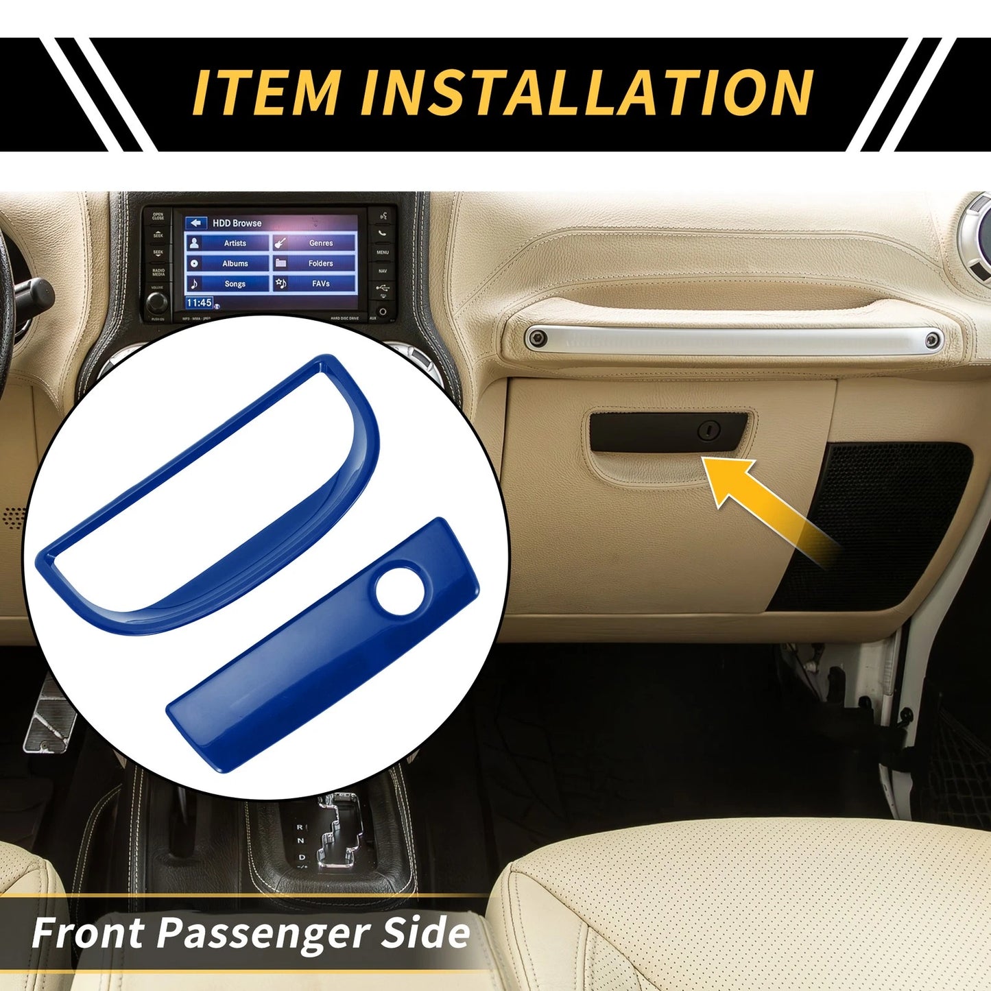 Glove Box Handle Switch Cover Trim for Jeep Wrangler JK (2007-2017) Blue
