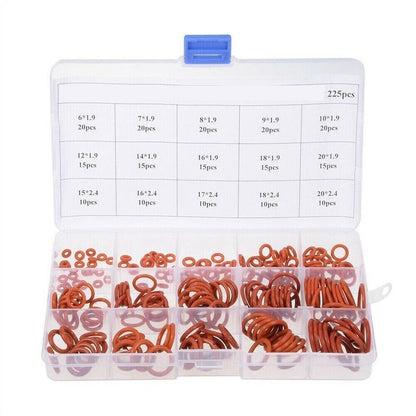 O Ring 225pcs Red Silicone for Reliable Seal Between Surfaces