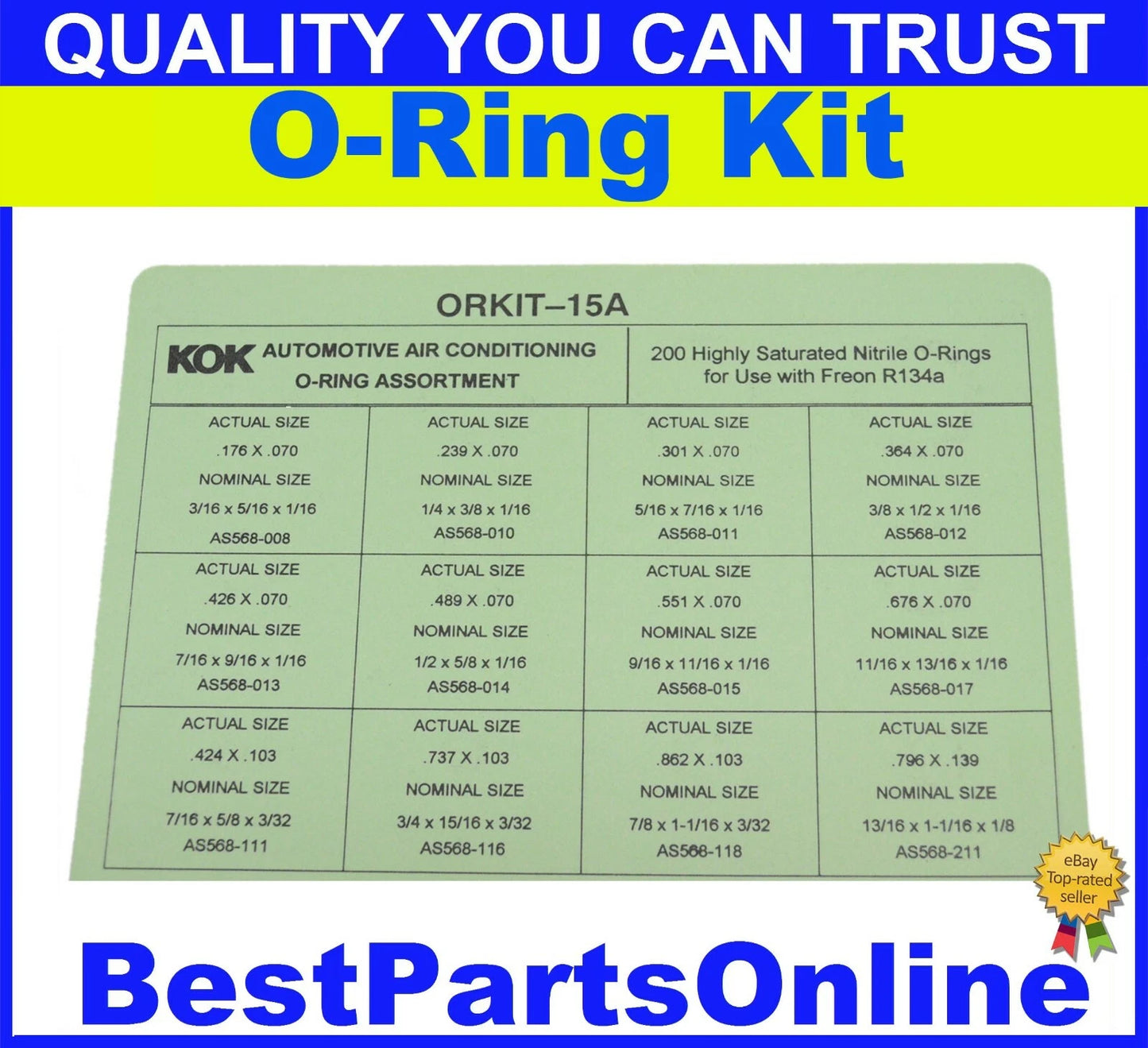 HNBR O-RING ASSORTMENT / 200 pcs for Freon R134A Air Conditioning