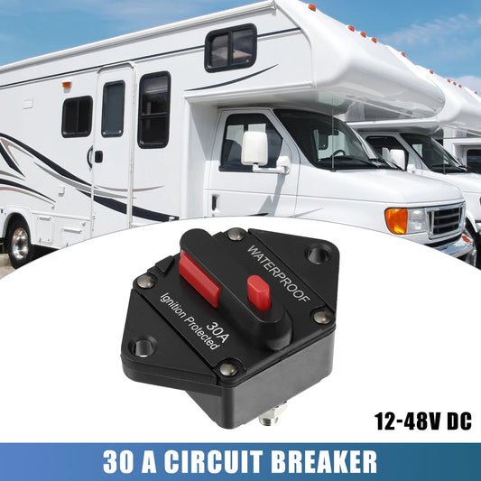 Waterproof Circuit Breaker / 30A / 12V-48VDC for Automotive RV Marine